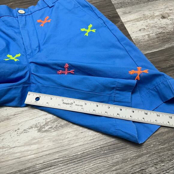 Vineyard Vines Cross Fishbones Blue Green Men 30 Flat Front Breaker Chino Shorts - Picture 7 of 10